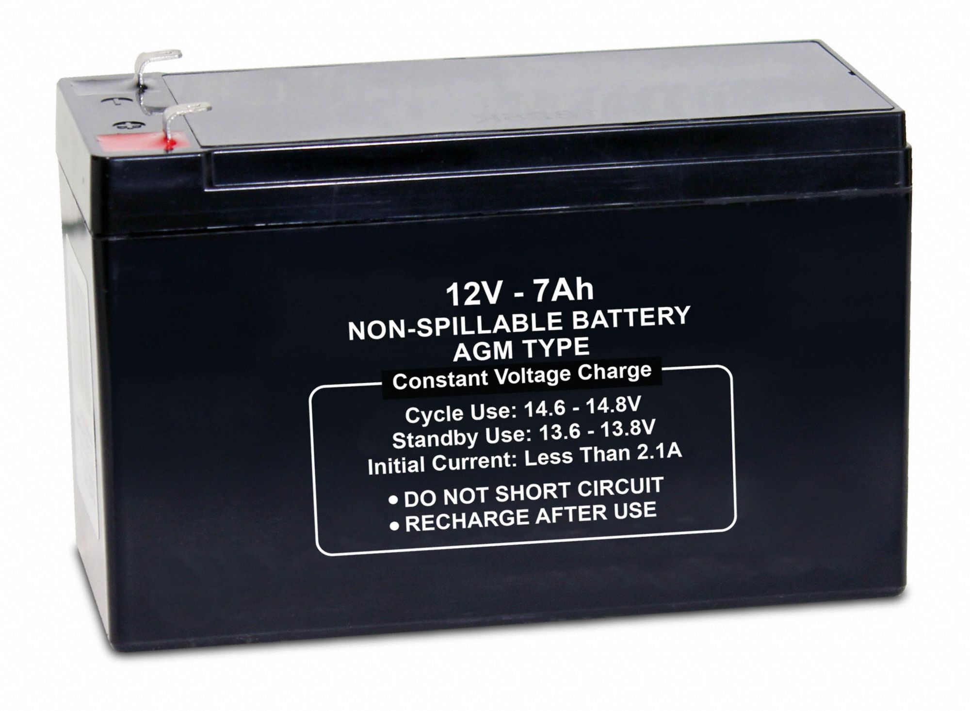 GRAINGER APPROVED 12V DC, Sealed Lead Acid Battery, 7 Ah, Faston, 3.7