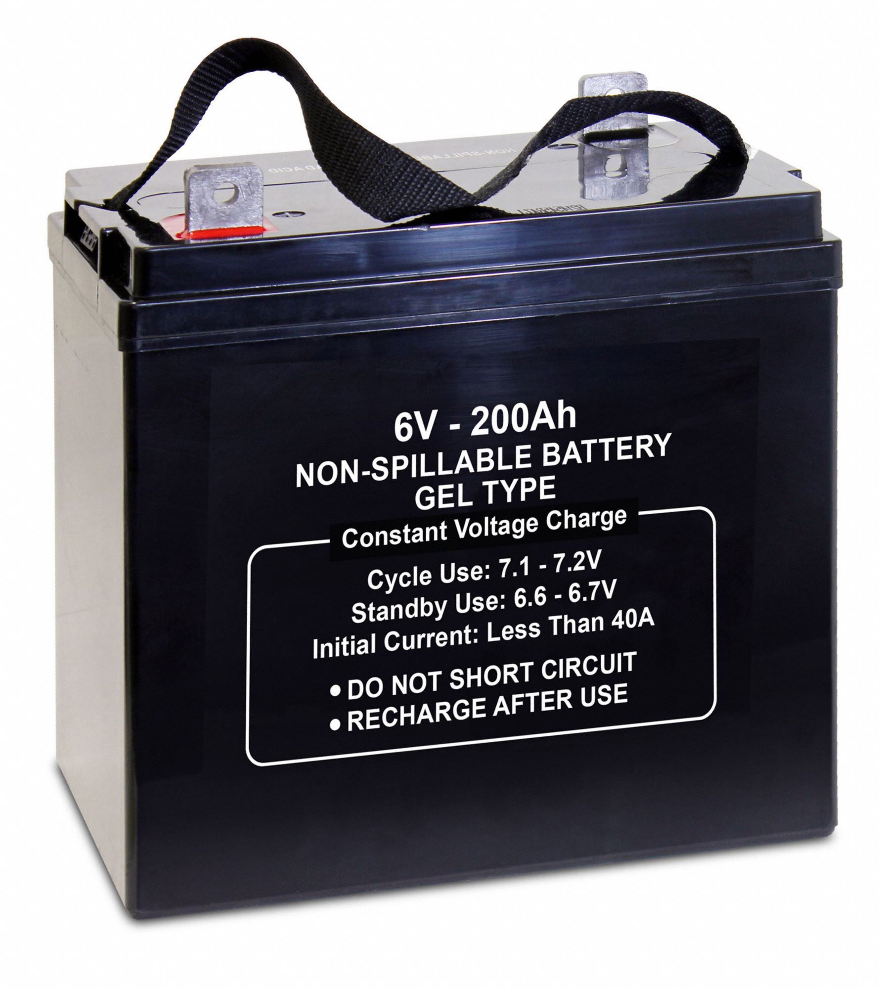 GRAINGER APPROVED 6V DC, Sealed Lead Acid Battery, 200 Ah, Tab with