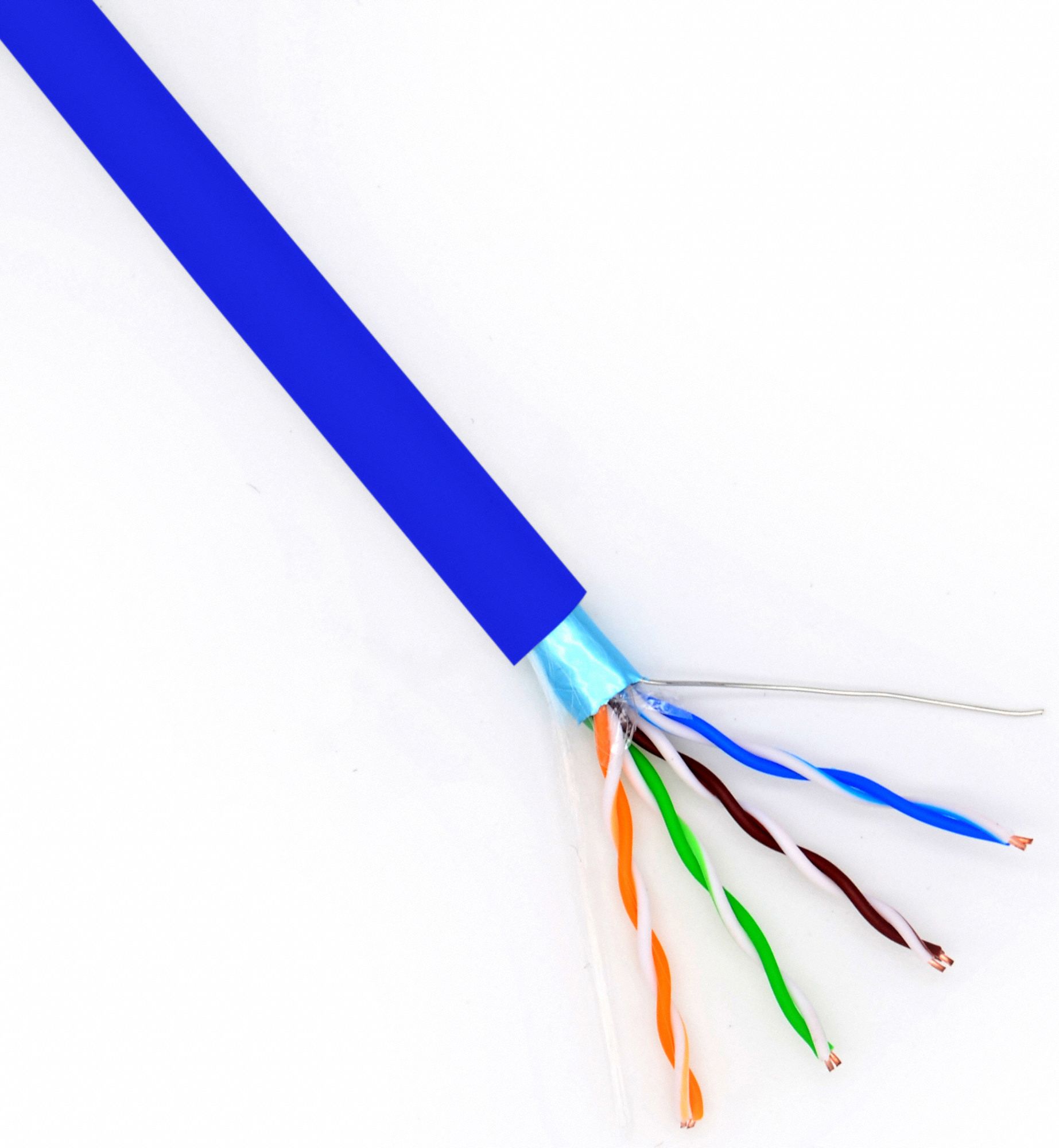 Data Cable: 1, 000 ft Cable Lg, 24 AWG, Commercial, Blue, PVC, CAT5-1000BL, 5, Shielded