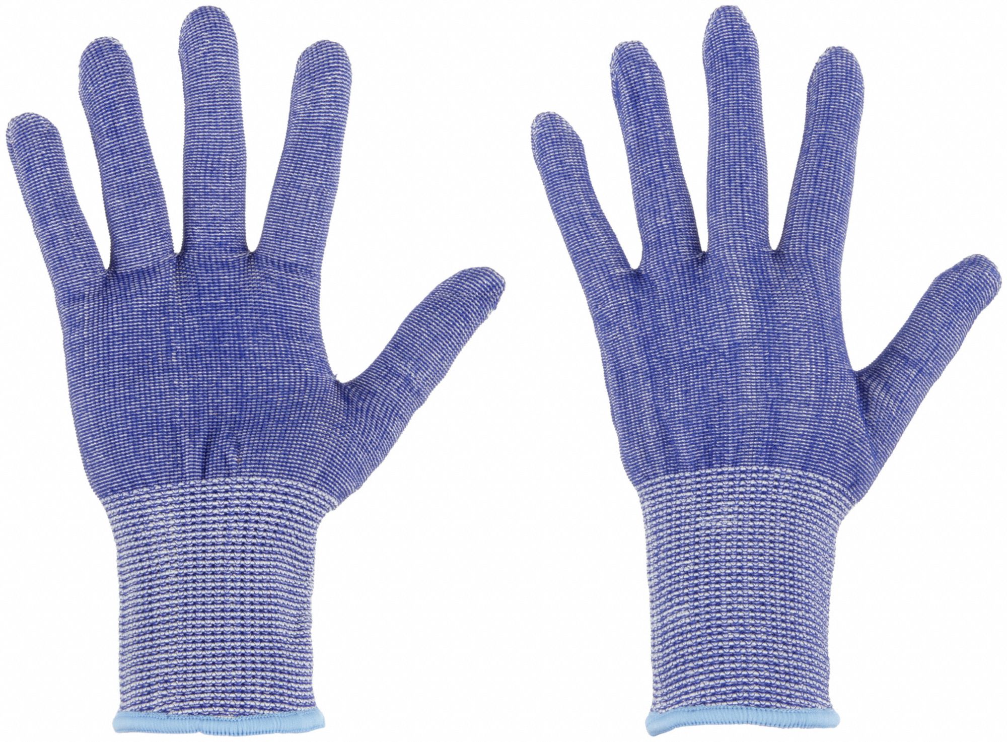 KNIT GLOVES, M (8), FOOD SAFE, ANSI CUT LEVEL A6, UNCOATED, HPPE, 13 GA, BLUE