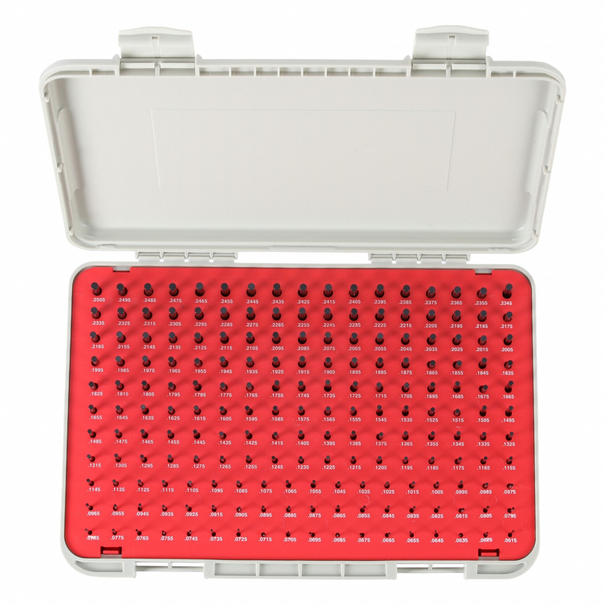 Pin Gauge Set: Go (Plus), 0.0615 in to 0.2505 in, 0.001 in Dia Increment