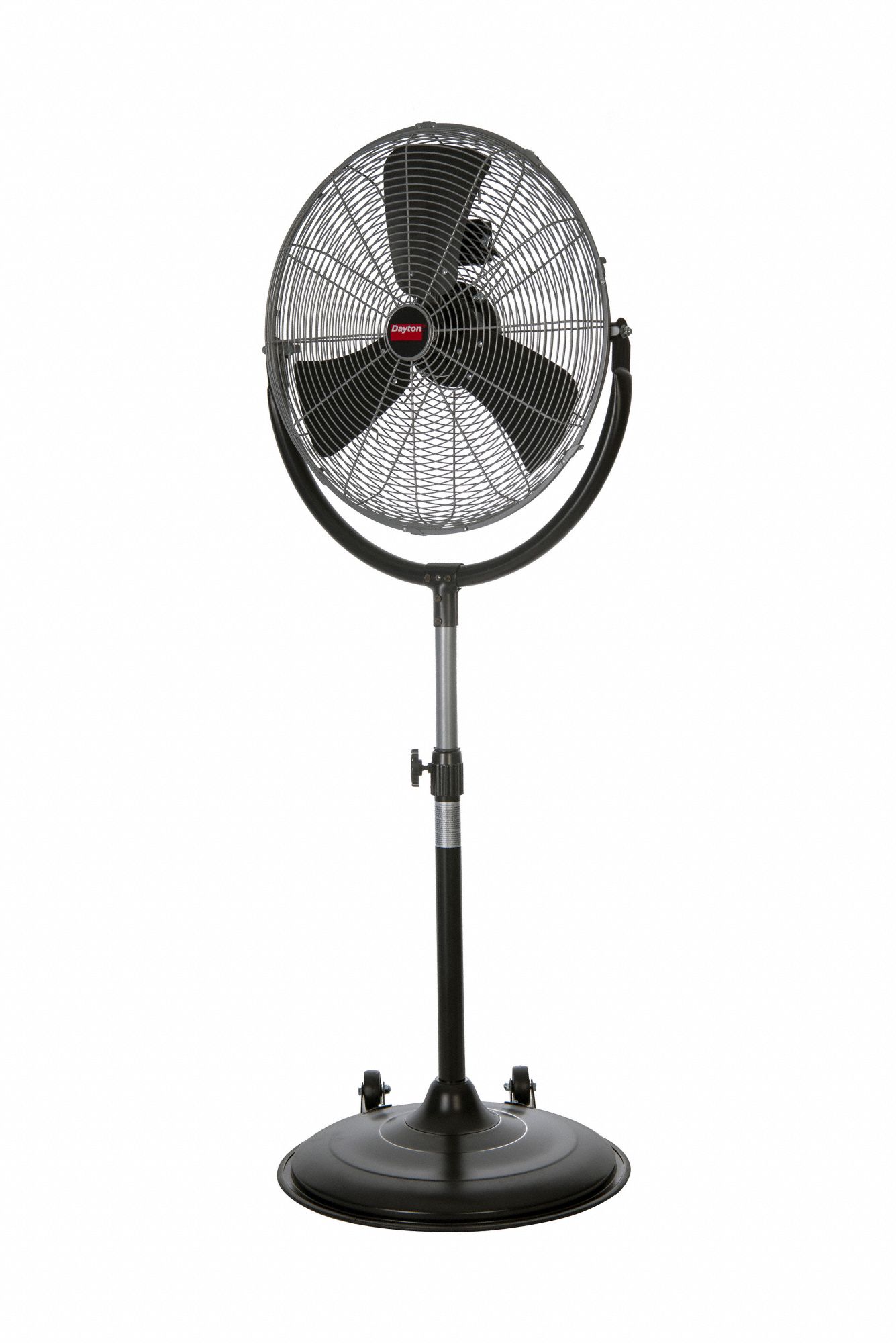 Portable Fan: 20 in Blade Dia, 62 in Ht, 3 Speeds, Non-Oscillating, Silver, Steel, Mobile