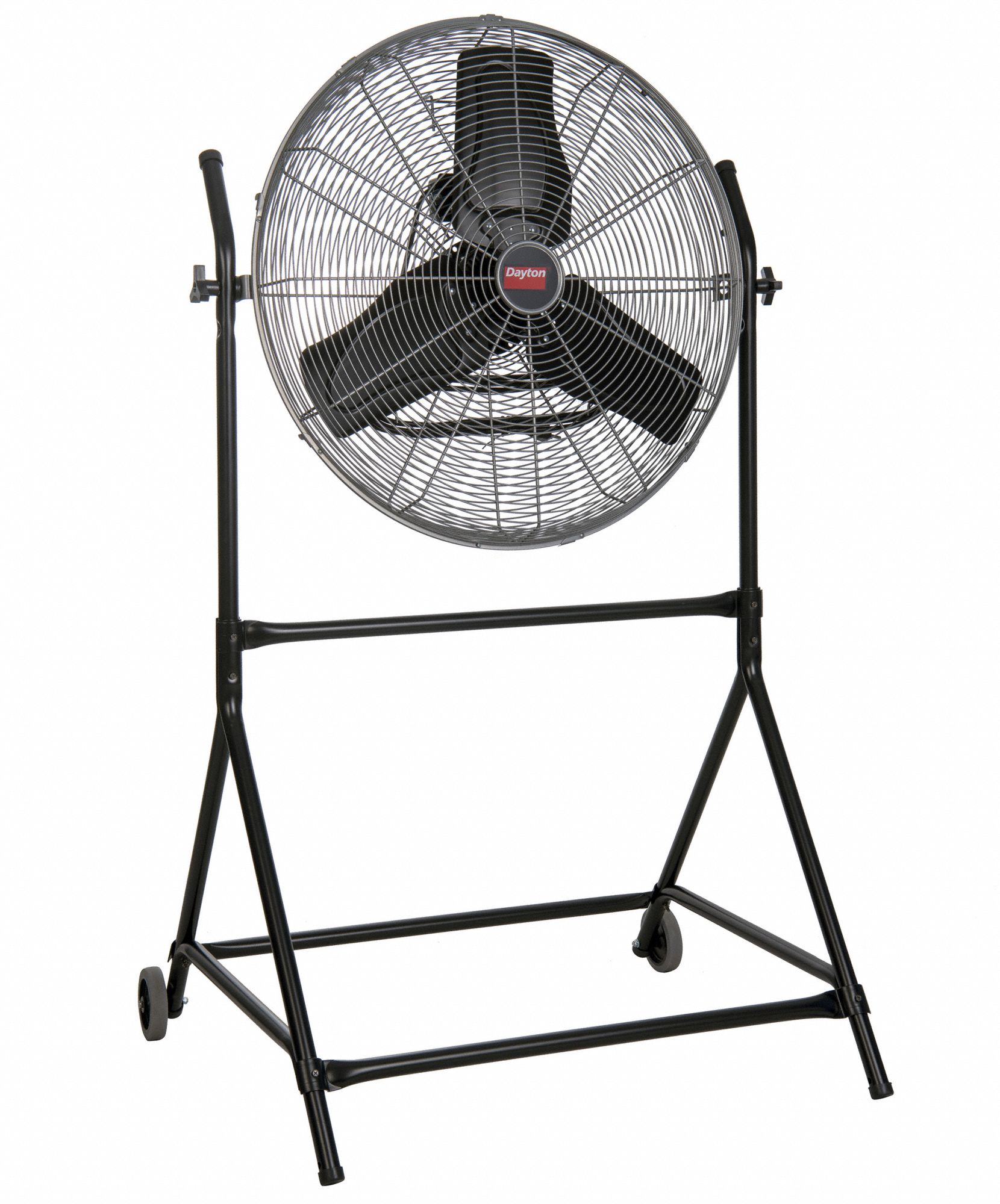 Portable Fan: 24 in Blade Dia, Non-Oscillating, 3 Speeds, 52 in Ht, 34 in Wd, Home and Office