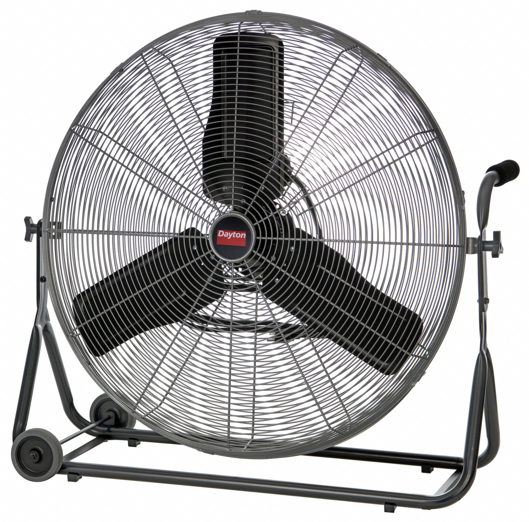 Portable Fan: 30 in Blade Dia, Non-Oscillating, 3 Speeds, 36 in Ht, 37 in Wd, Home and Office