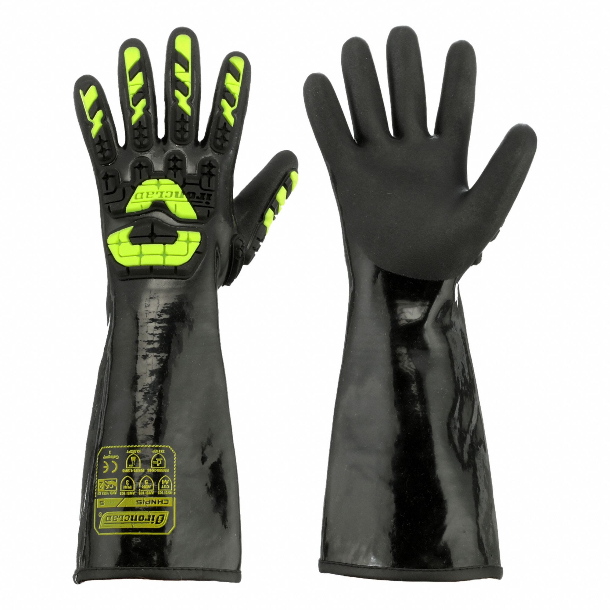 Chemical-Resistant Gloves: ANSI/ISEA Cut Level A4, 14 1/4 in Glove Lg, Black, S, HPPE, 1 PR