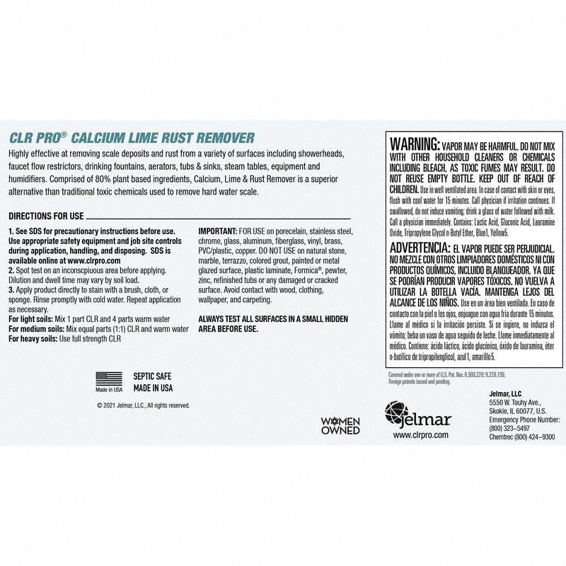 CLR PRO Calcium, Lime and Rust Remover: Jug, 1 gal Container Size ...