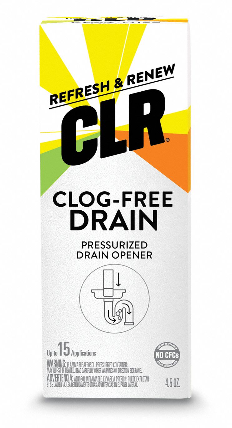 Pressurized Drain Opener: Aerosol Spray Can, 4.5 oz, Liquid, Unscented