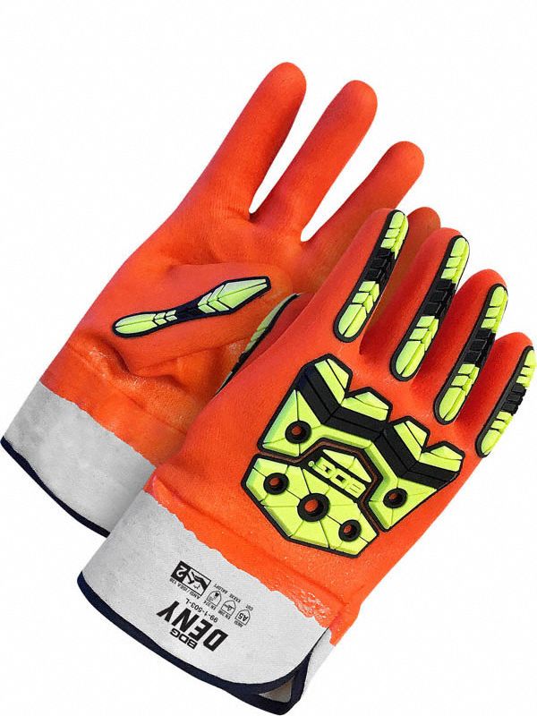 CHEMICAL-RESISTANT GLOVES, ANSI CUT LVL A5, CUT-RESIST, XL/10, WHITE/ORANGE, KEVLAR/PVC, PR