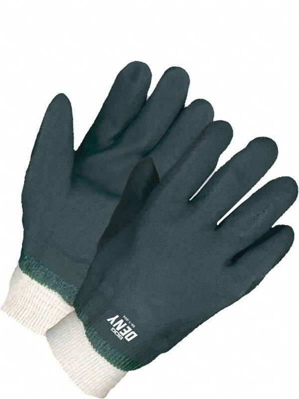 COATED GLOVES,PVC/CTTN,1-SZ,GREEN,PR