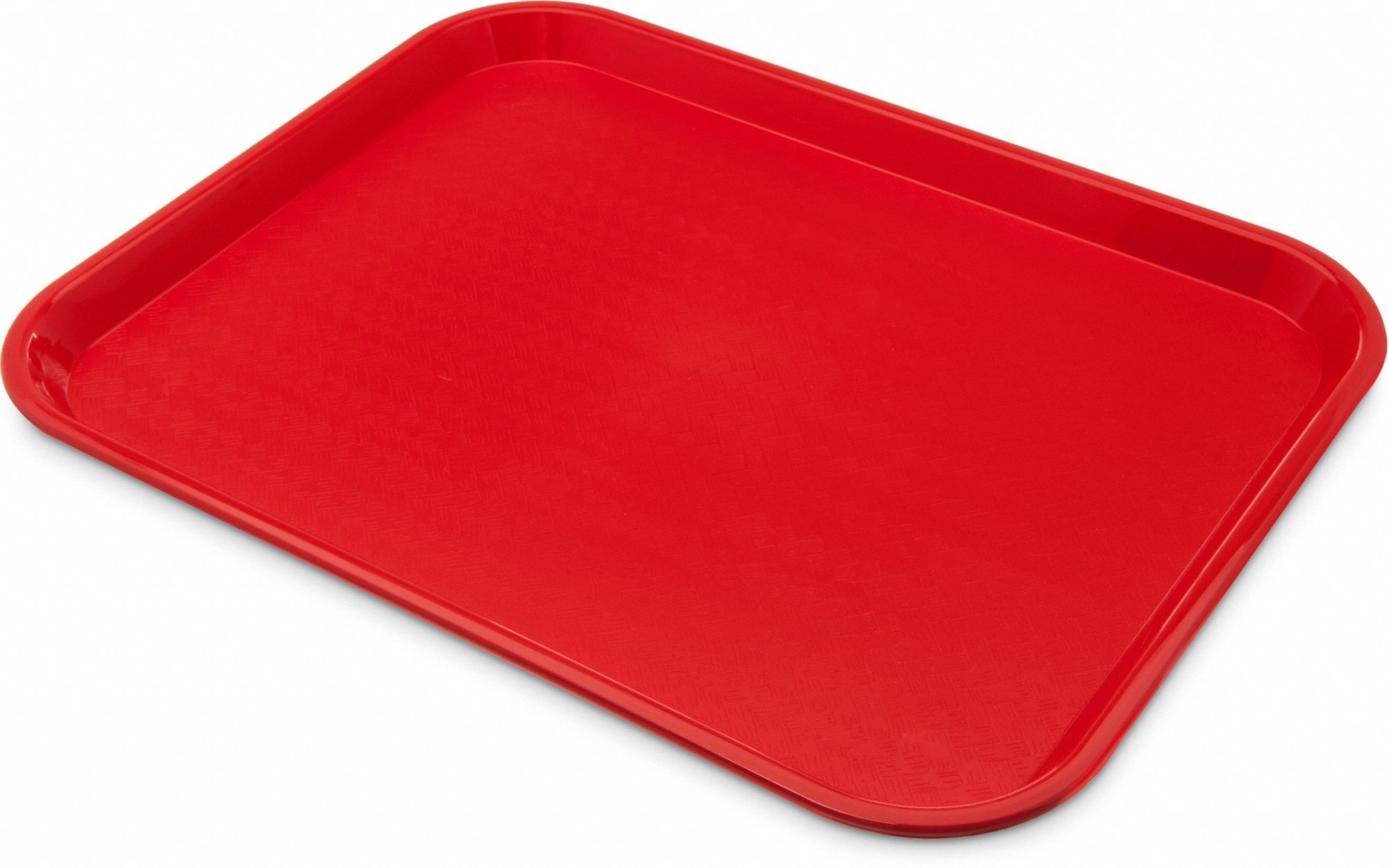Cafeteria Tray: Red, Plastic, 18 in Overall Lg, 14 in Overall Wd, 1 Compartments, Red