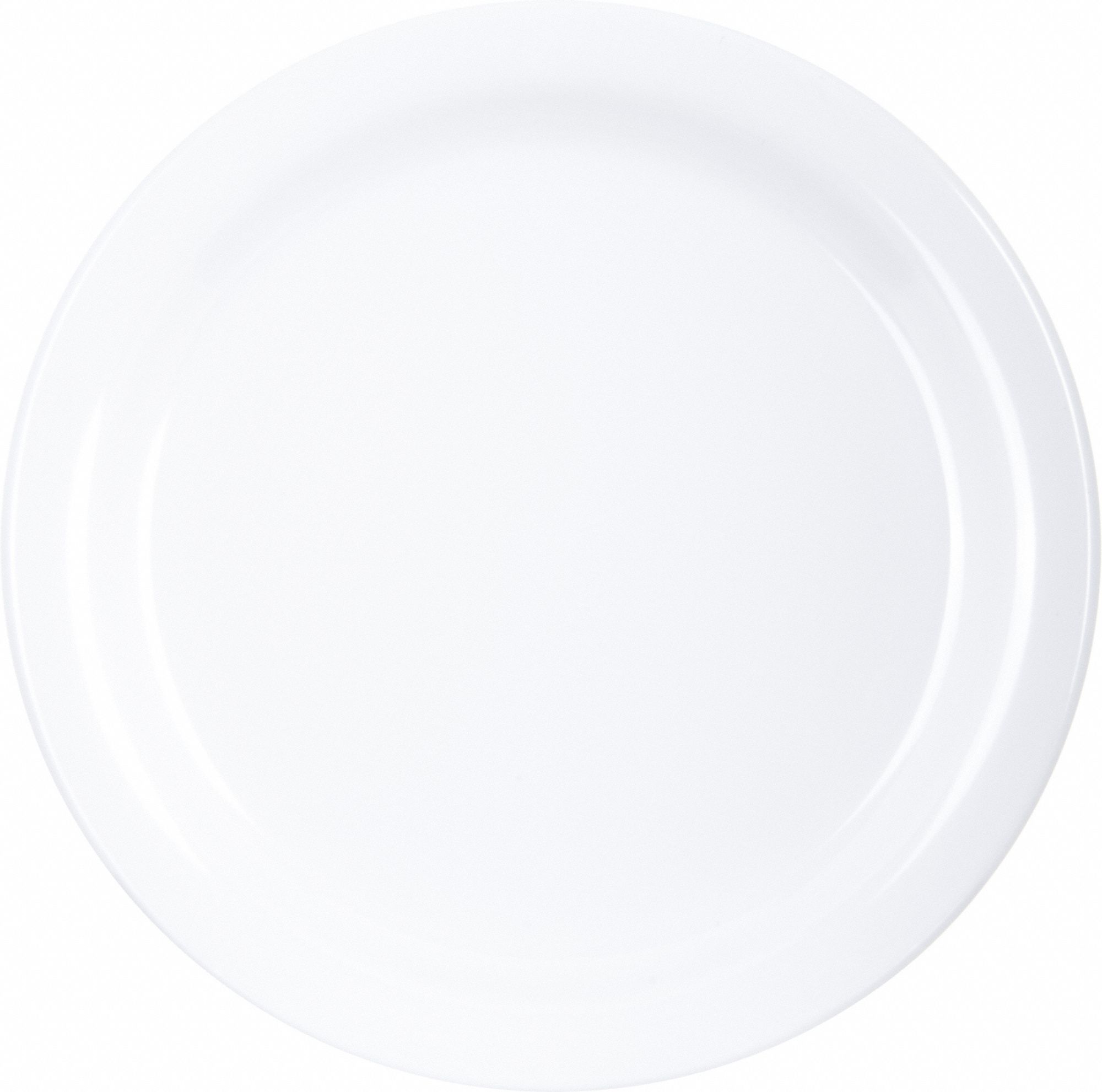Dinner Plate: Dallas Ware, White, Melamine, 8 7/8 in Dia, 3/4 in Overall Ht