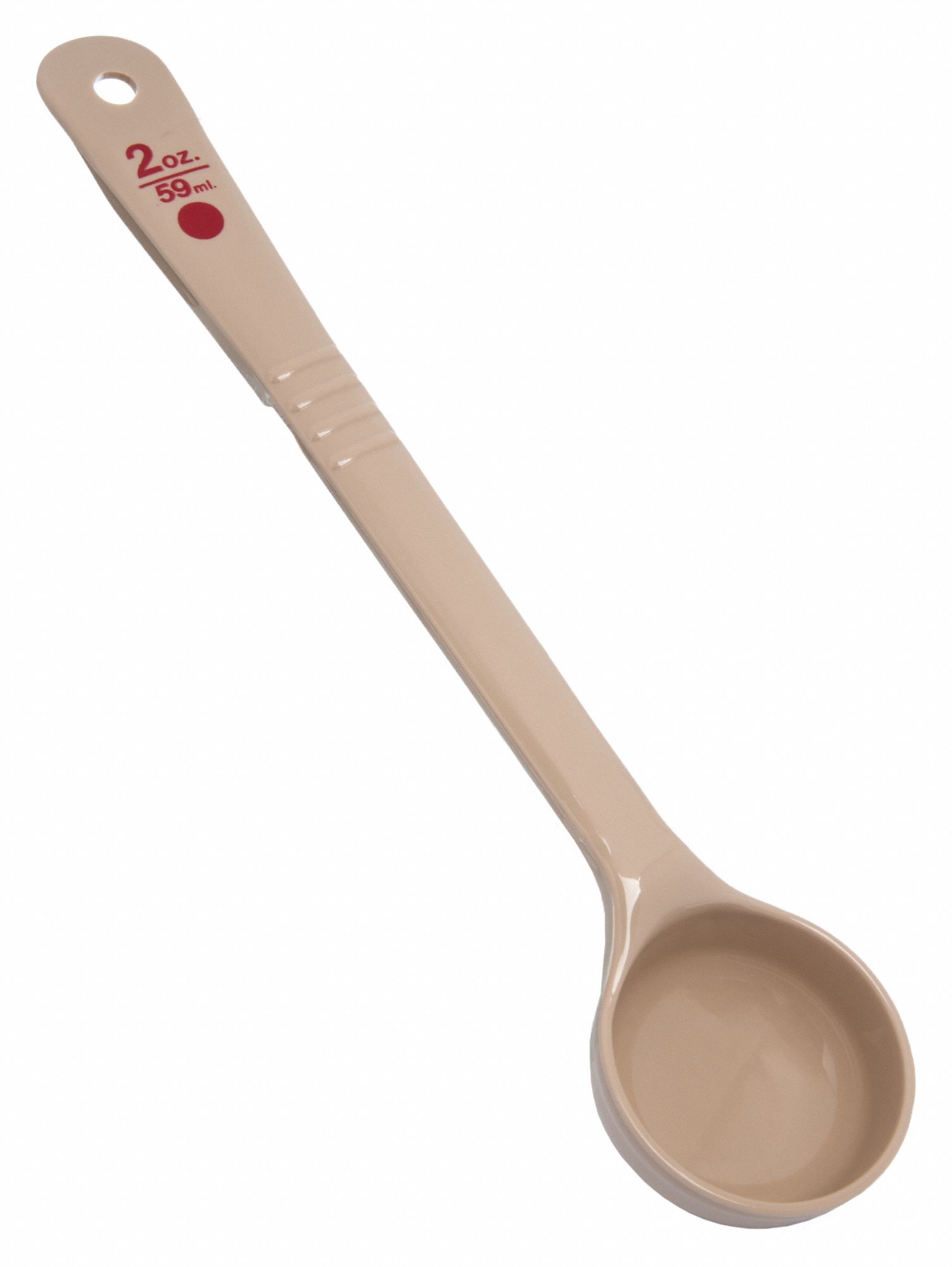 Measure Miser: 2 oz Capacity, Polycarbonate, Solid, Beige/Red, NSF Certified, Polycarbonate