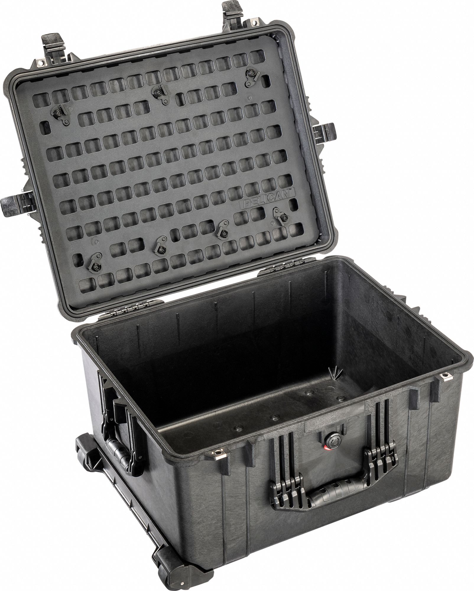 Lid Panel: 10 in x 20 in, 97 Openings, Twist Cam Locks, Plastic, Black