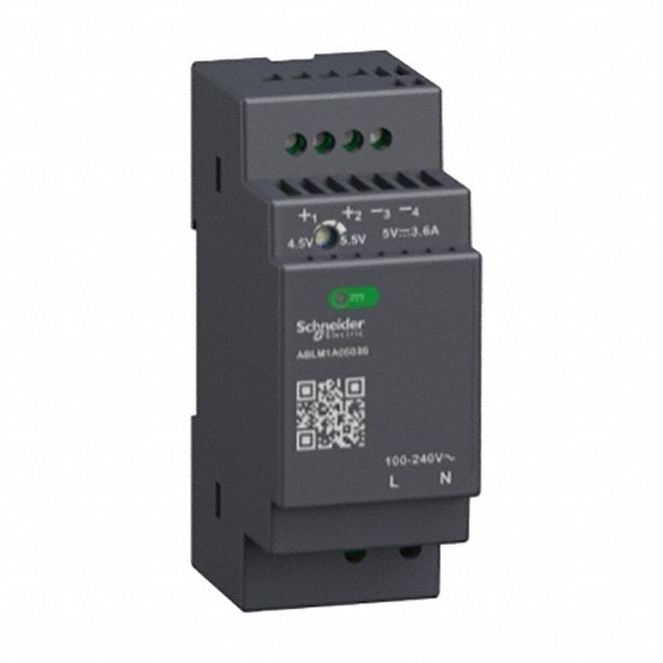 POWER SUPPLY 5V 3.6A MODULAR: 90 to 264 V AC, Single, 5V DC, 18 W, 3.6, DIN Rail/Panel