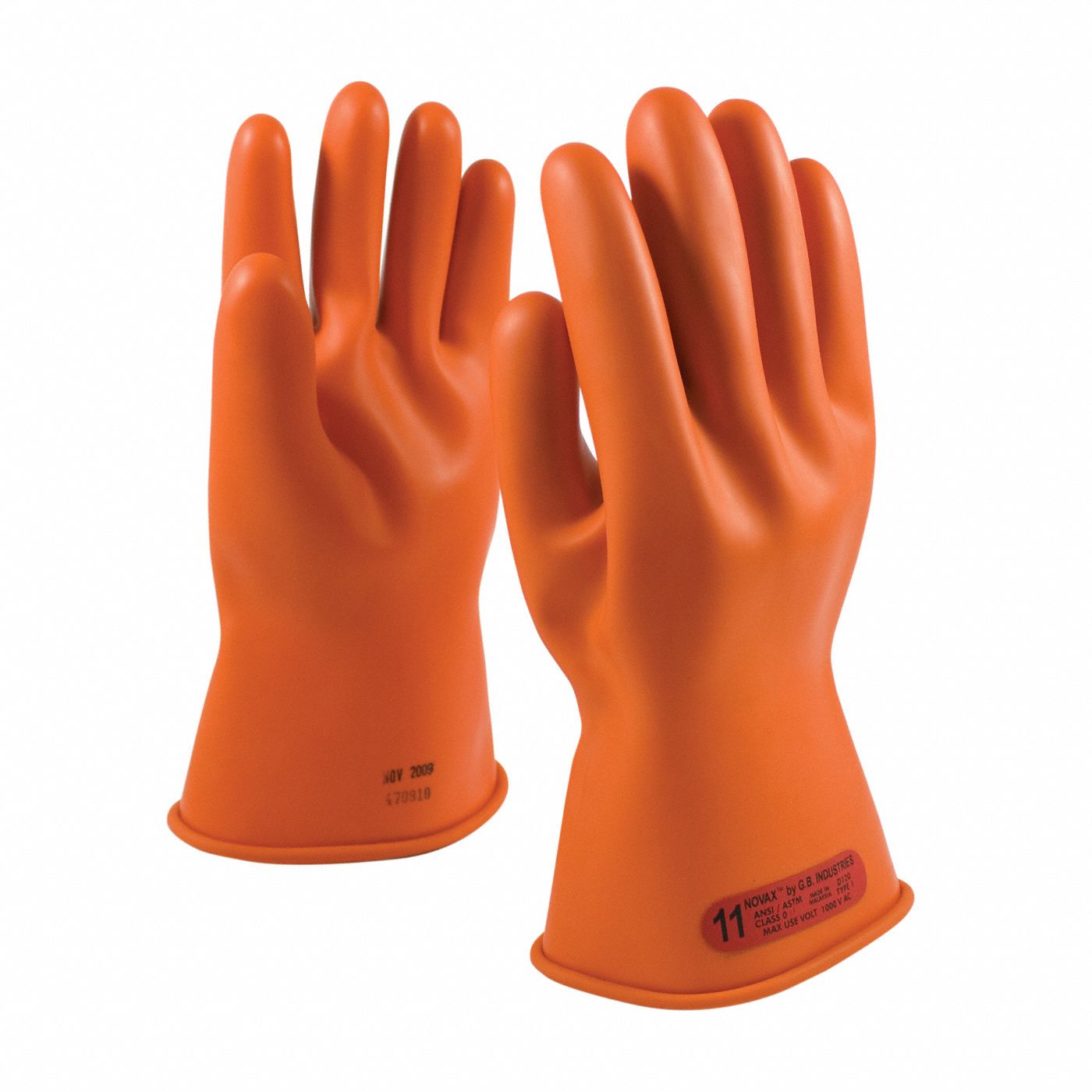 Electrical-Insulating Gloves: 1, 000V AC, 1, 500V DC, Orange, 10 1/2 Size - Numeric, 1 PR