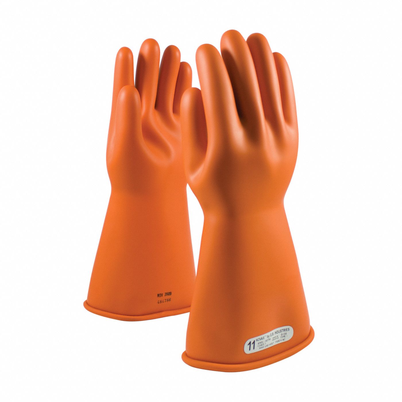 Electrical-Insulating Gloves: 7, 500V AC, 11, 250V DC, Orange, 10 Size - Numeric, 1 PR