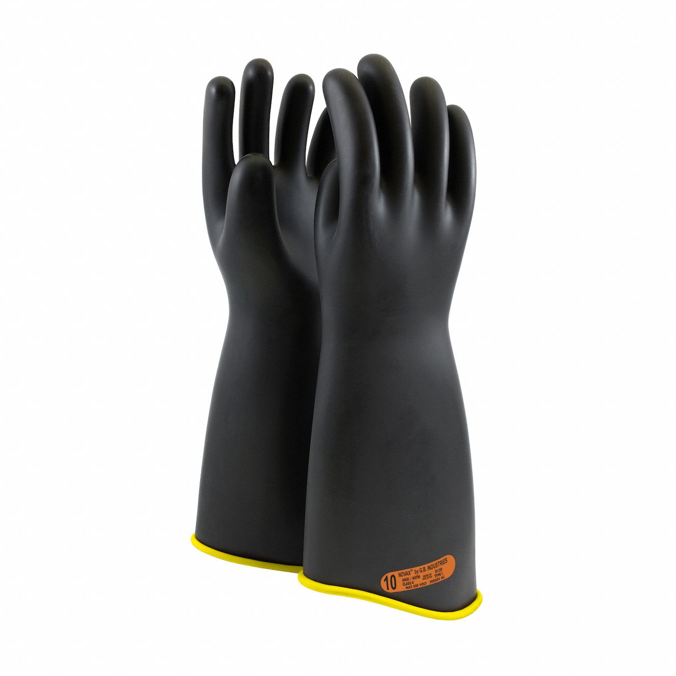 Electrical-Insulating Gloves: 36, 000V AC, 54, 000V DC, Black, 10 Size - Numeric, 1 PR