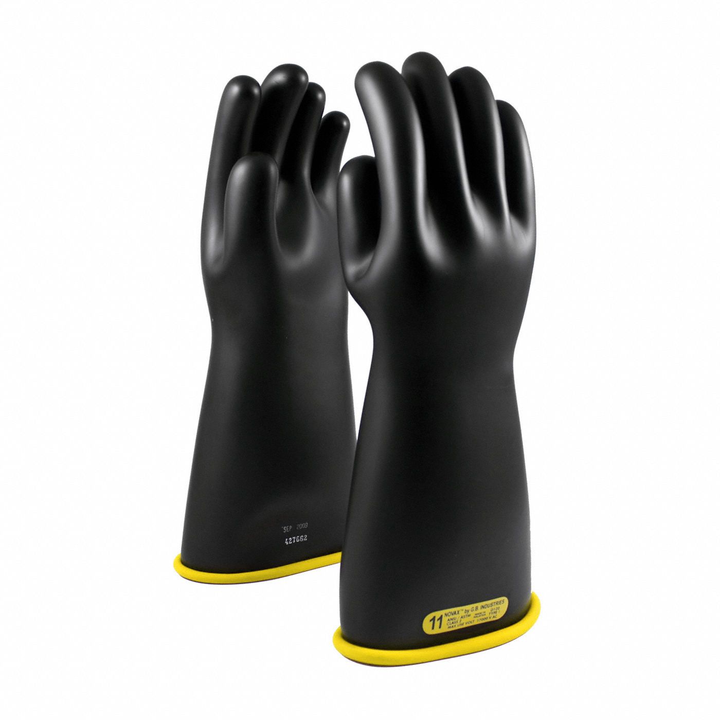 Electrical-Insulating Gloves: 17, 000V AC, 25, 000V DC, Black, 10 Size - Numeric, 1 PR