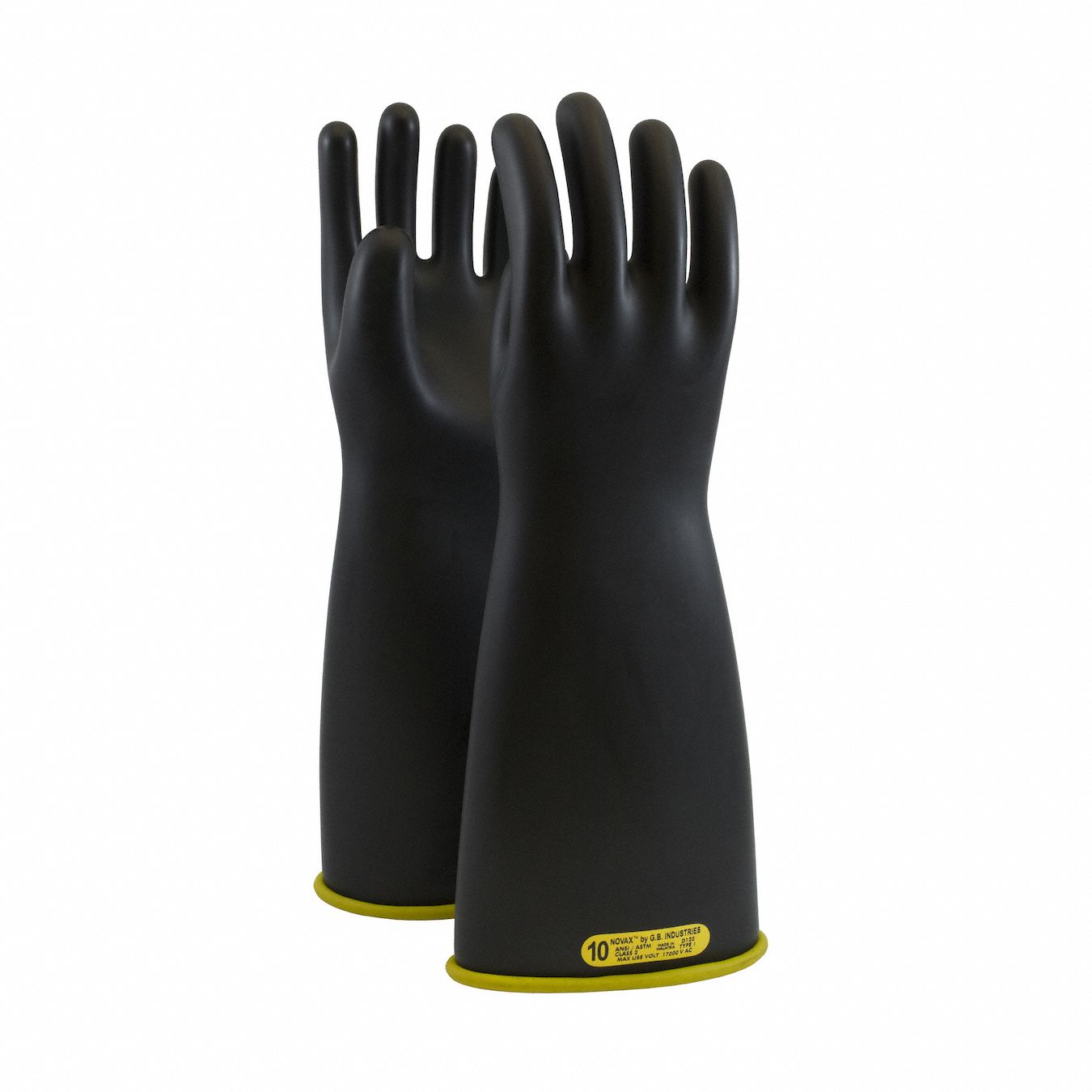 Electrical-Insulating Gloves: 17, 000V AC, 25, 000V DC, Black, 10 Size - Numeric, 1 PR