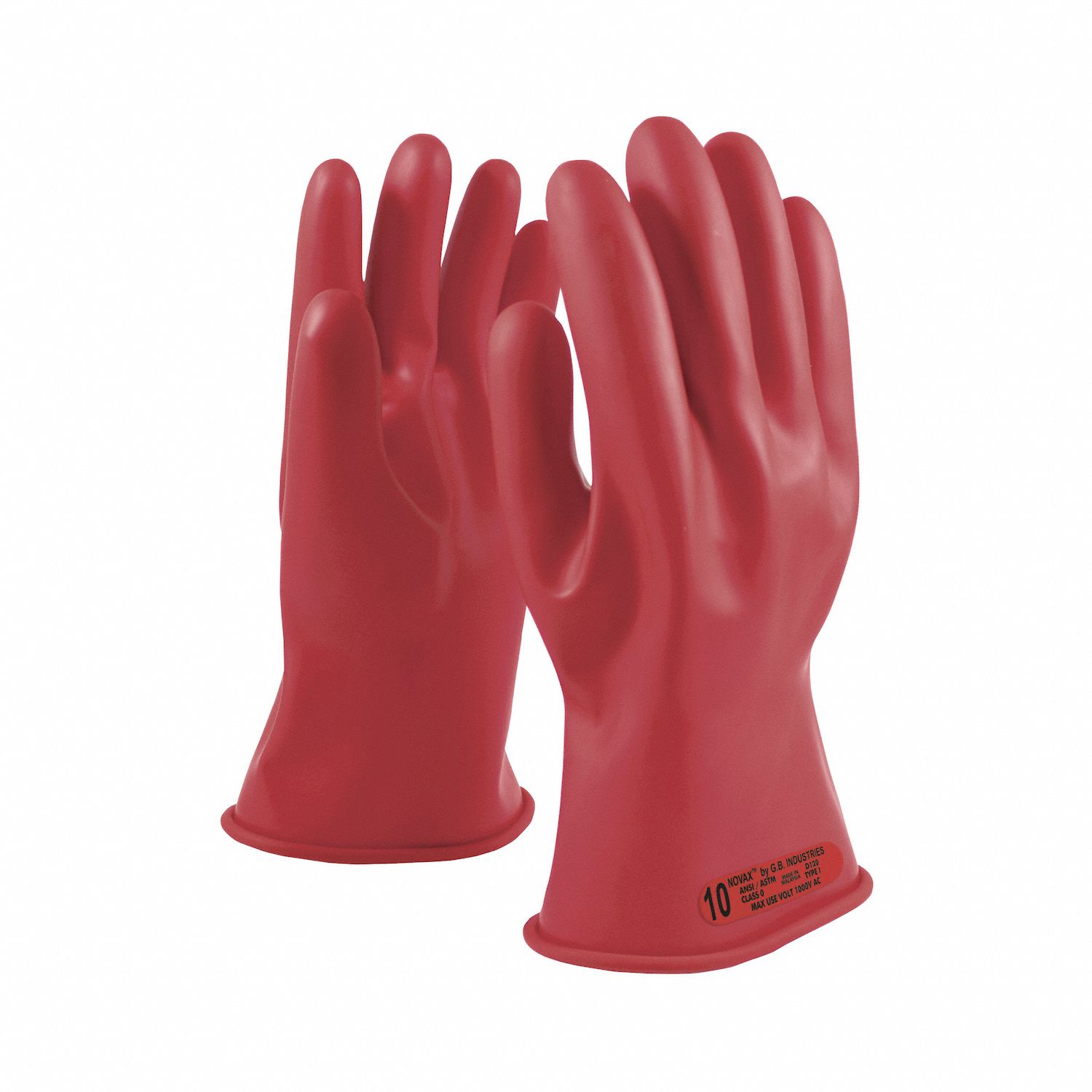Electrical-Insulating Gloves: 1, 000V AC, 1, 500V DC, Red, 10 1/2 Size - Numeric, 1 PR