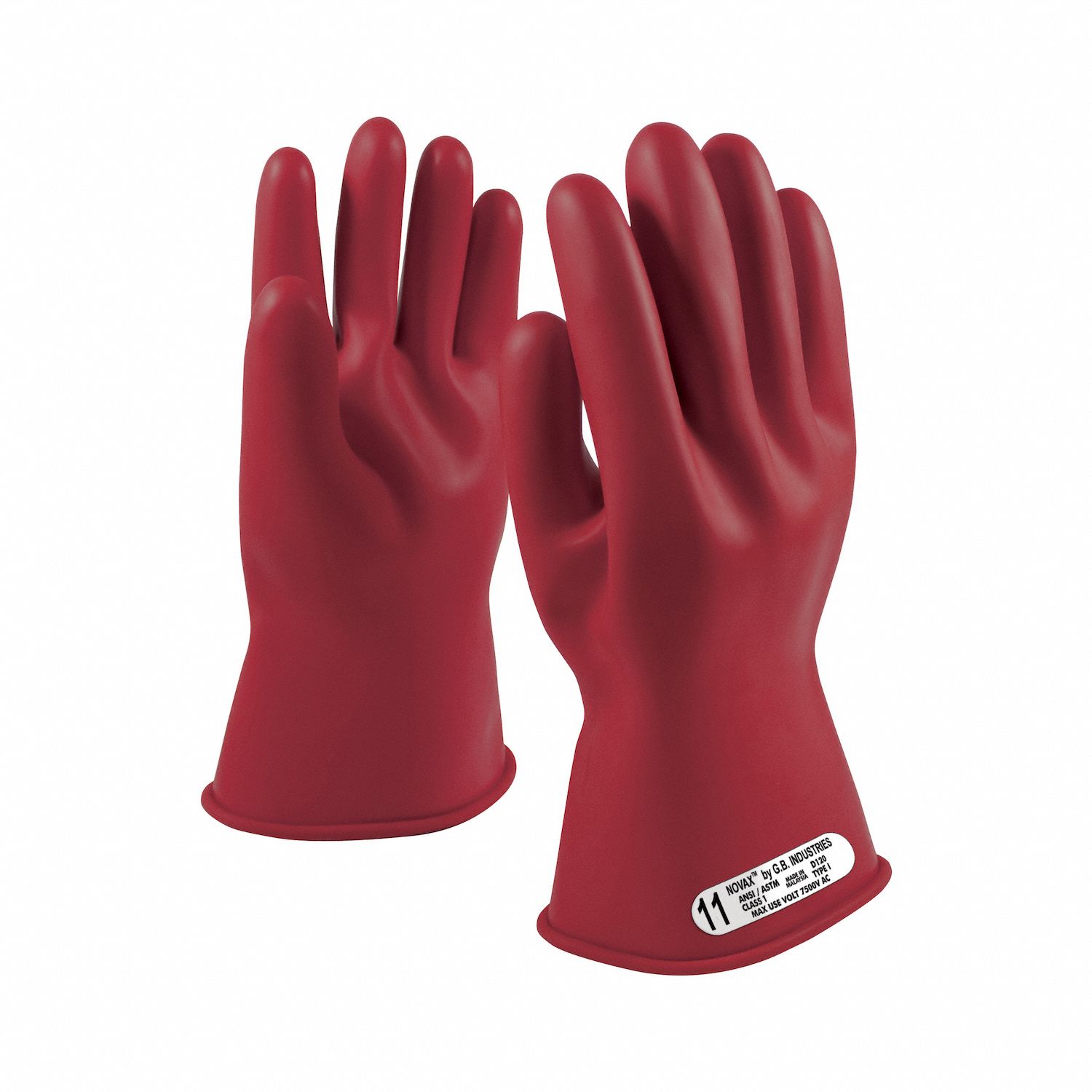 Electrical-Insulating Gloves: 7, 500V AC, 11, 250V DC, Red, 8 Size - Numeric, 1 PR