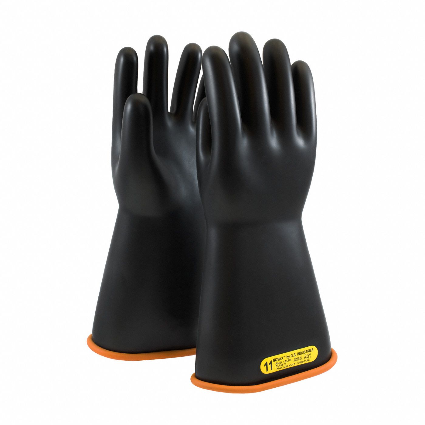 Electrical-Insulating Gloves: 17, 000V AC, 25, 000V DC, Black, 10 Size - Numeric, 1 PR
