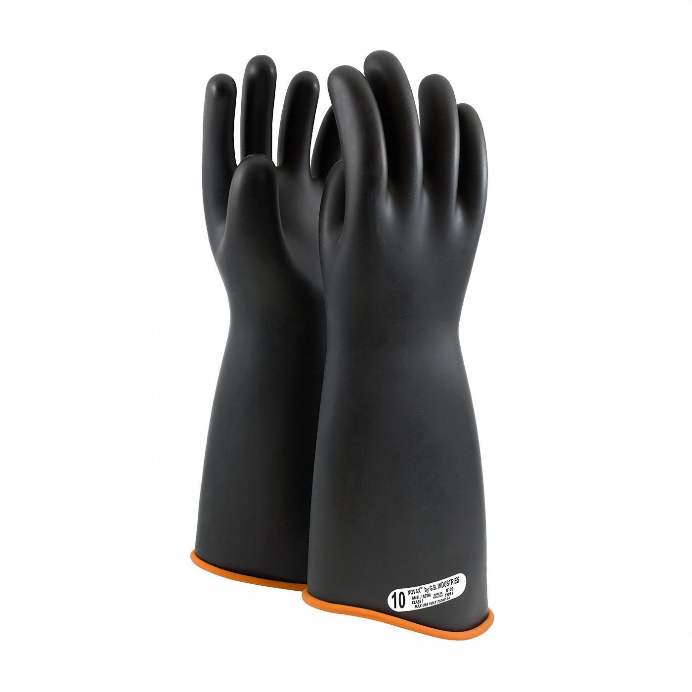 Electrical-Insulating Gloves: 7, 500V AC, 11, 250V DC, Black, 10 1/2 Size - Numeric, 1 PR