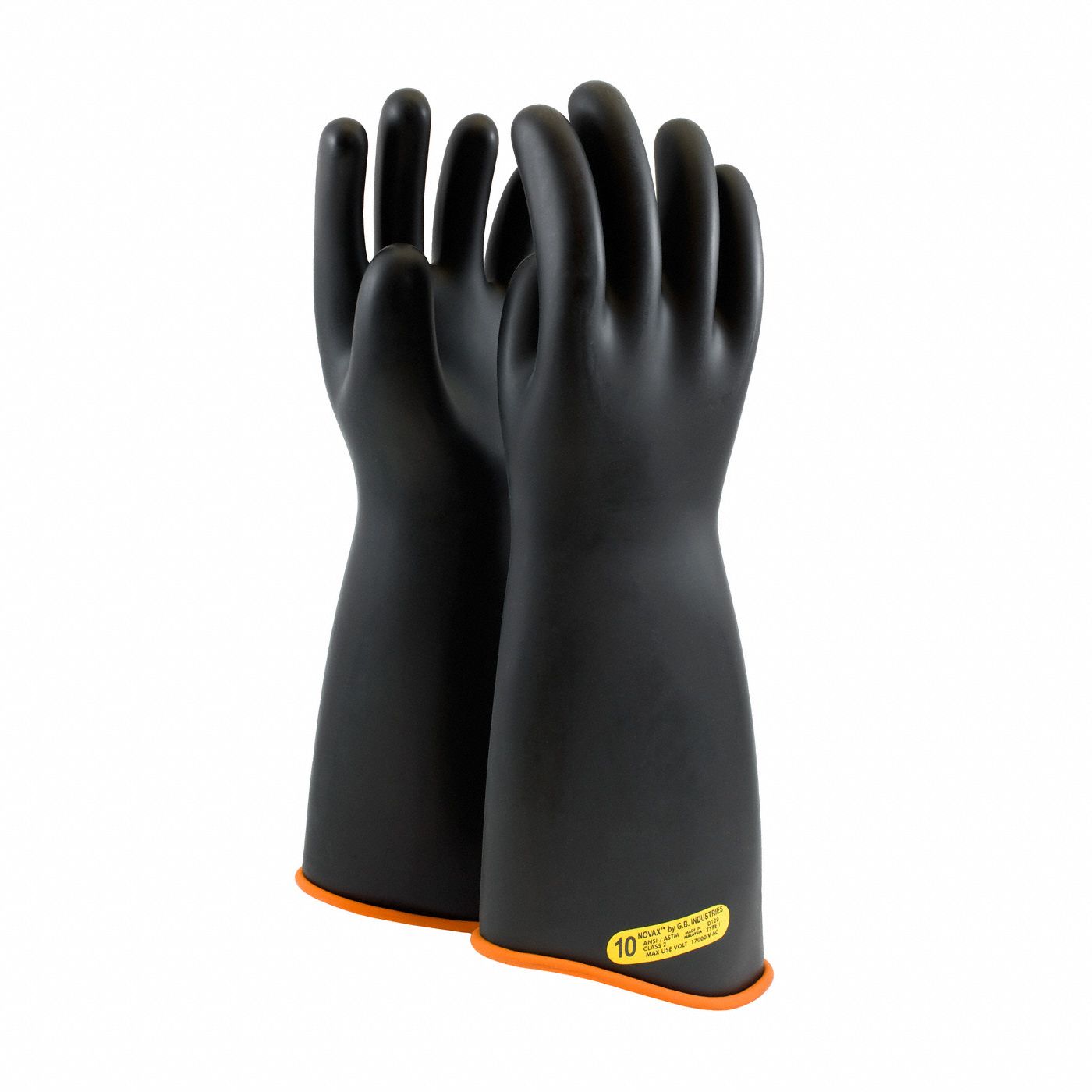 Electrical-Insulating Gloves: 17, 000V AC, 25, 000V DC, Black, 10 Size - Numeric, 1 PR