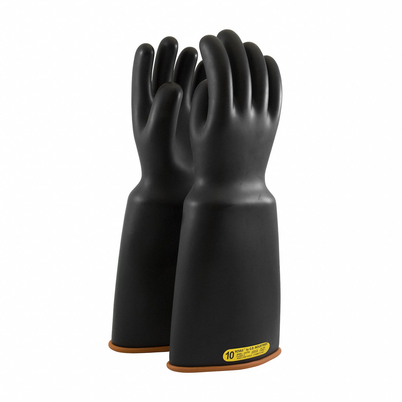 Electrical-Insulating Gloves: 17, 000V AC, 25, 000V DC, Black, 10 Size - Numeric, 1 PR
