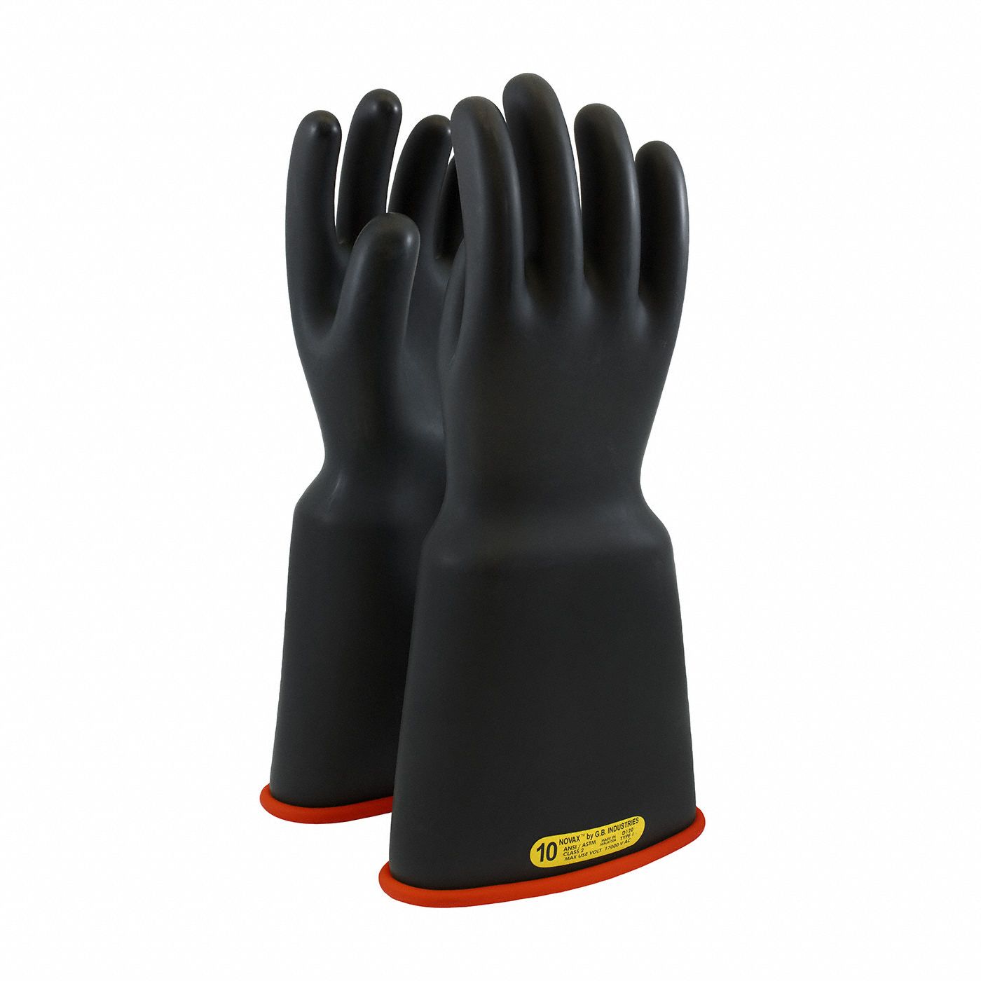 Electrical-Insulating Gloves: 17, 000V AC, 25, 000V DC, Black, 10 Size - Numeric, 1 PR