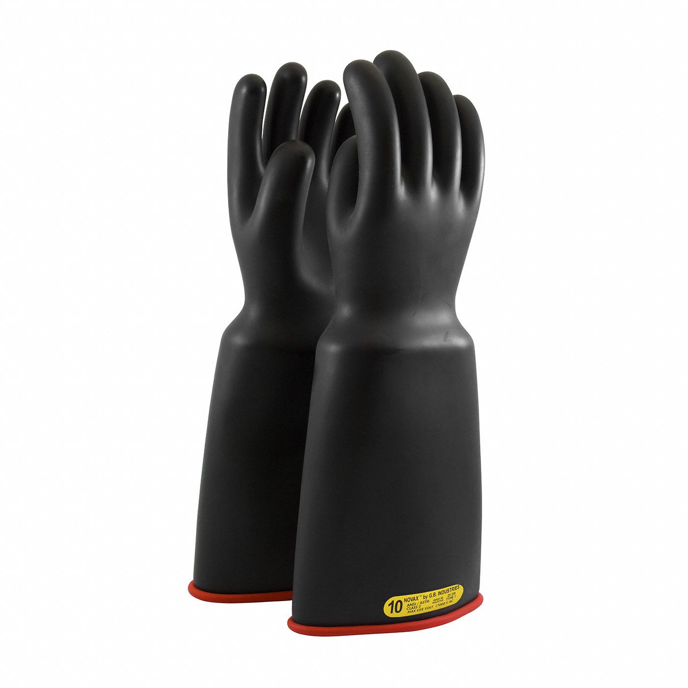 Electrical-Insulating Gloves: 17, 000V AC, 25, 000V DC, Black, 10 Size - Numeric, 1 PR