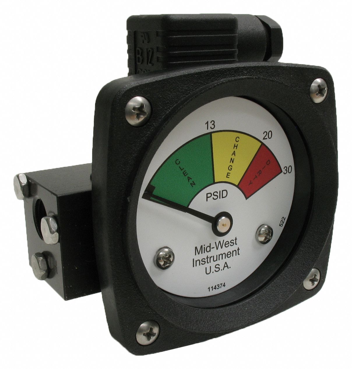 3-Color Differential Pressure Indicator: 1, 000 psig Max. Static Pressure, 522