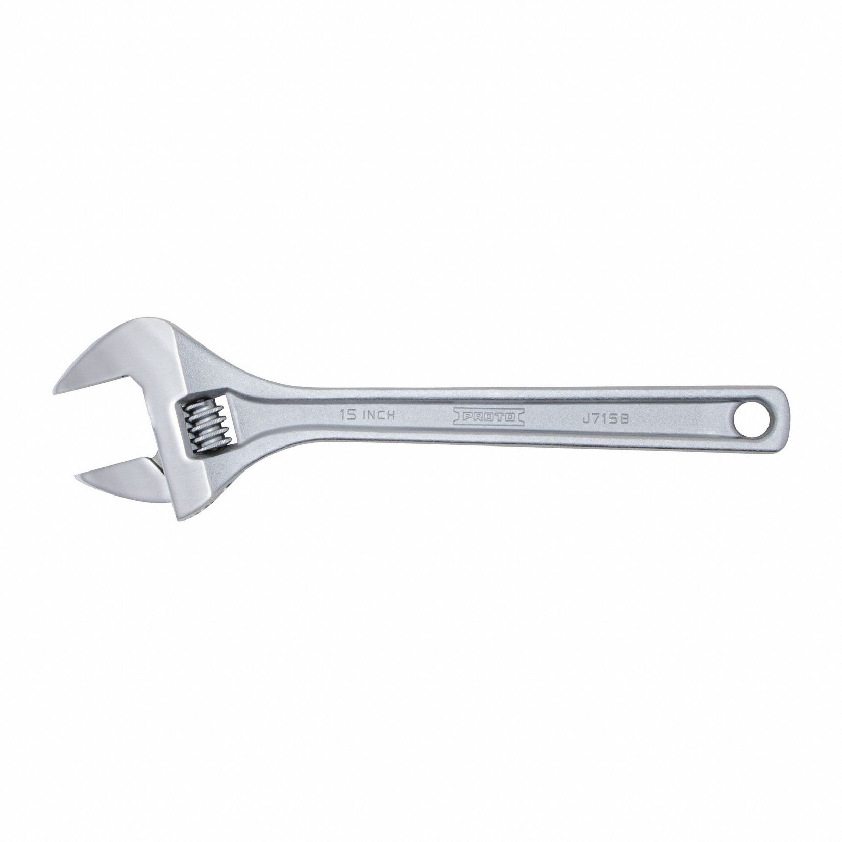 ADJUSTABLE WRENCH, ALLOY STEEL, CHROME, 15 5/32 IN OVERALL L, 2 1/16 IN JAW CAPACITY