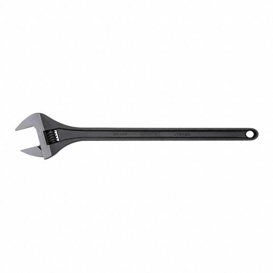 PROTO Adjustable Wrench: Alloy Steel, Black Oxide, 24 3/16 in Overall Lg, 2  27/32 in Jaw Capacity