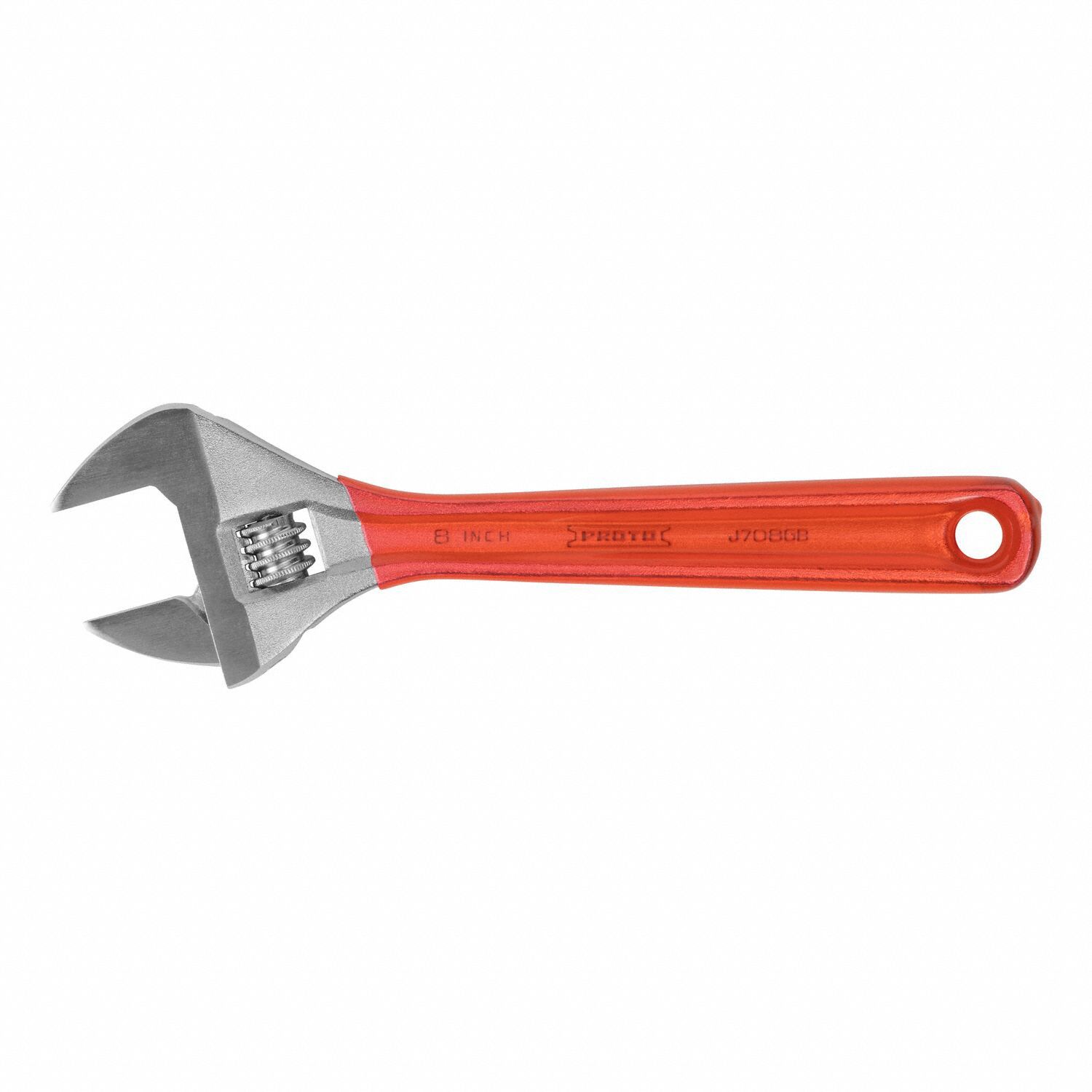 ADJUSTABLE WRENCH, ALLOY STEEL, CHROME, 8 5/32 IN OVERALL L, 1 7/32 IN JAW CAPACITY