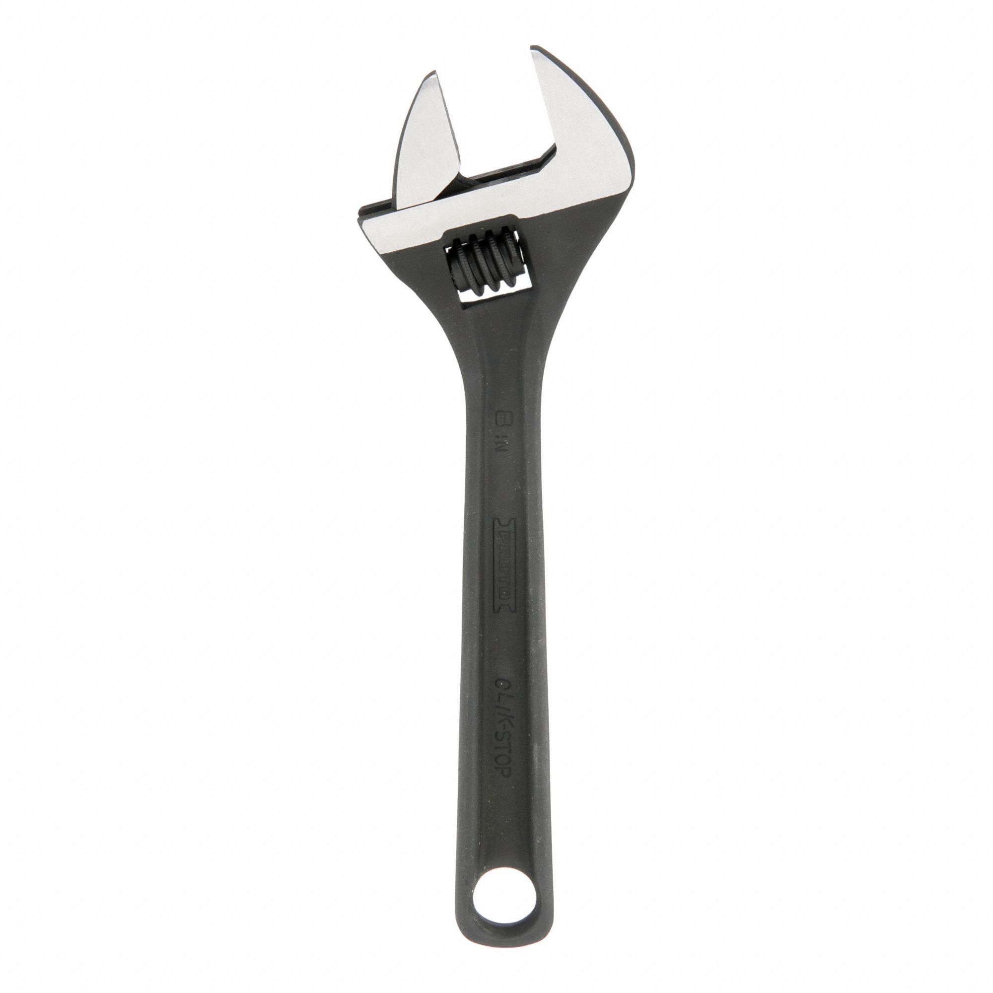 Adjustable Wrench: Alloy Steel, Black Oxide, 8 5/32 in Overall Lg, 1 7/32 in Jaw Capacity