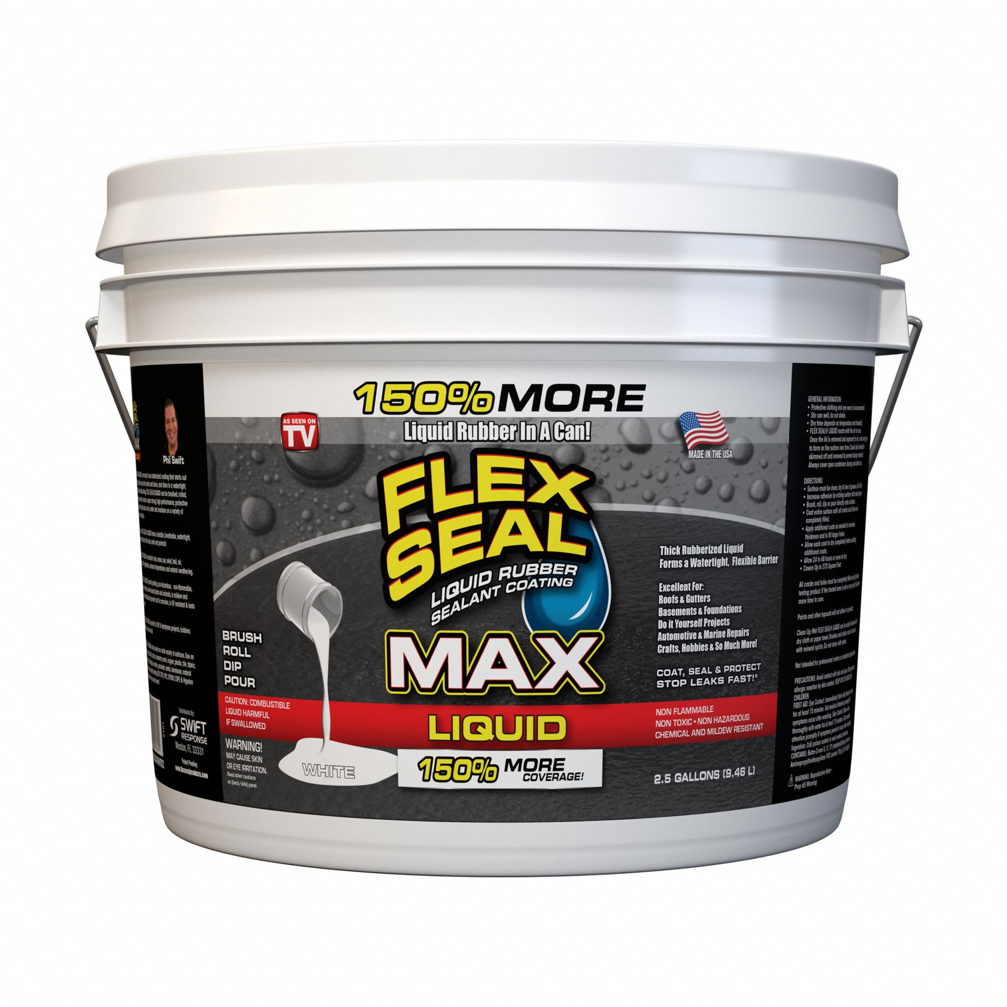 FLEX SEAL Rubber White Flex Liquid MAX White Gal TJ LFSMAXWHT Grainger