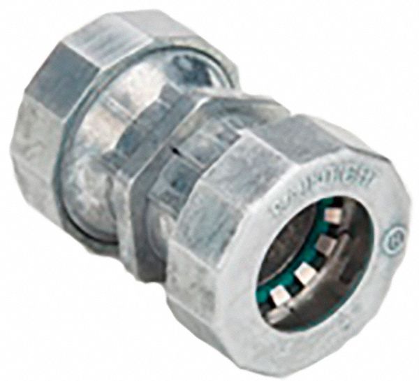 Coupling: Zinc, 1/2 in Trade Size, 1 3/4 in Overall Lg, Rain Tight