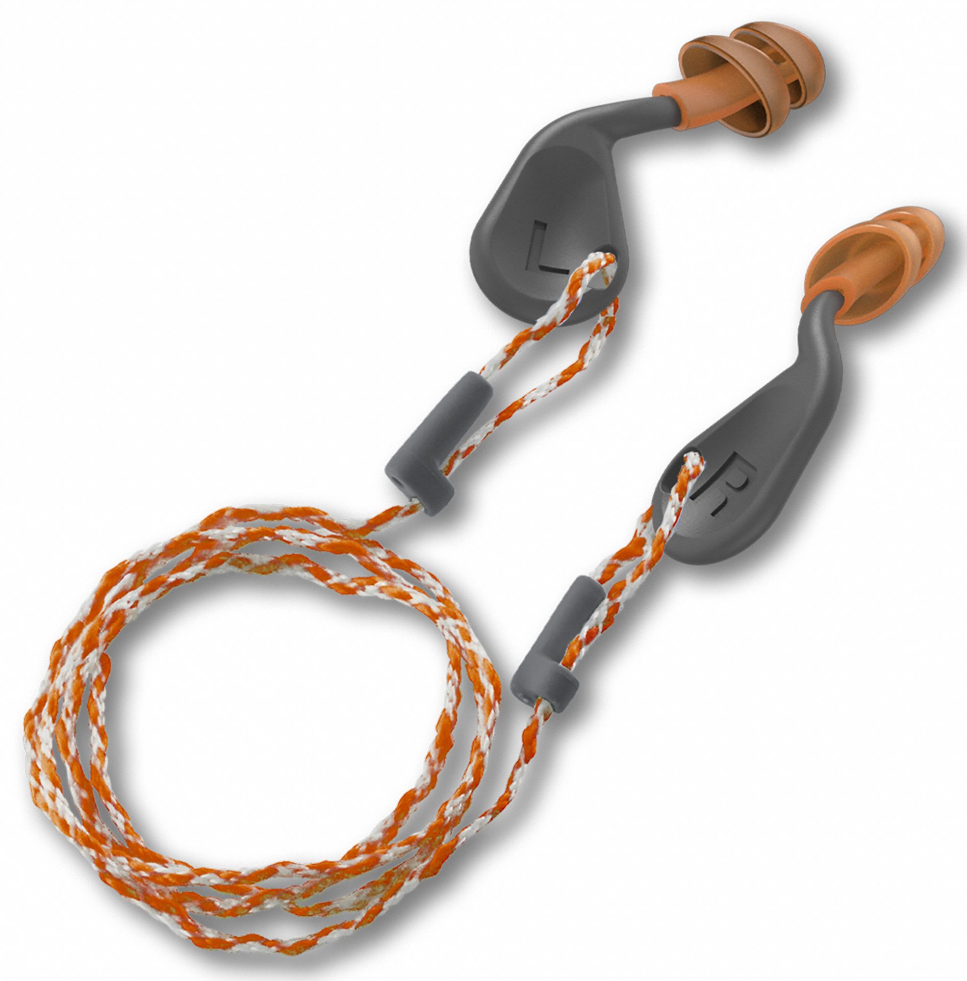 Ear Plugs: Flanged, 25 dB NRR, Gen Purpose, Corded, Reusable, Push-In, Orange, 48 PK