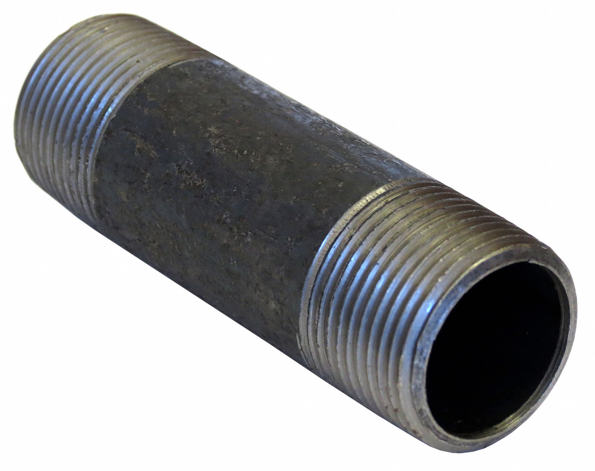 Pipe: Black Steel, 4 in Nominal Pipe Size, 4 ft Lg, Threaded on Both Ends, Schedule 40, Welded