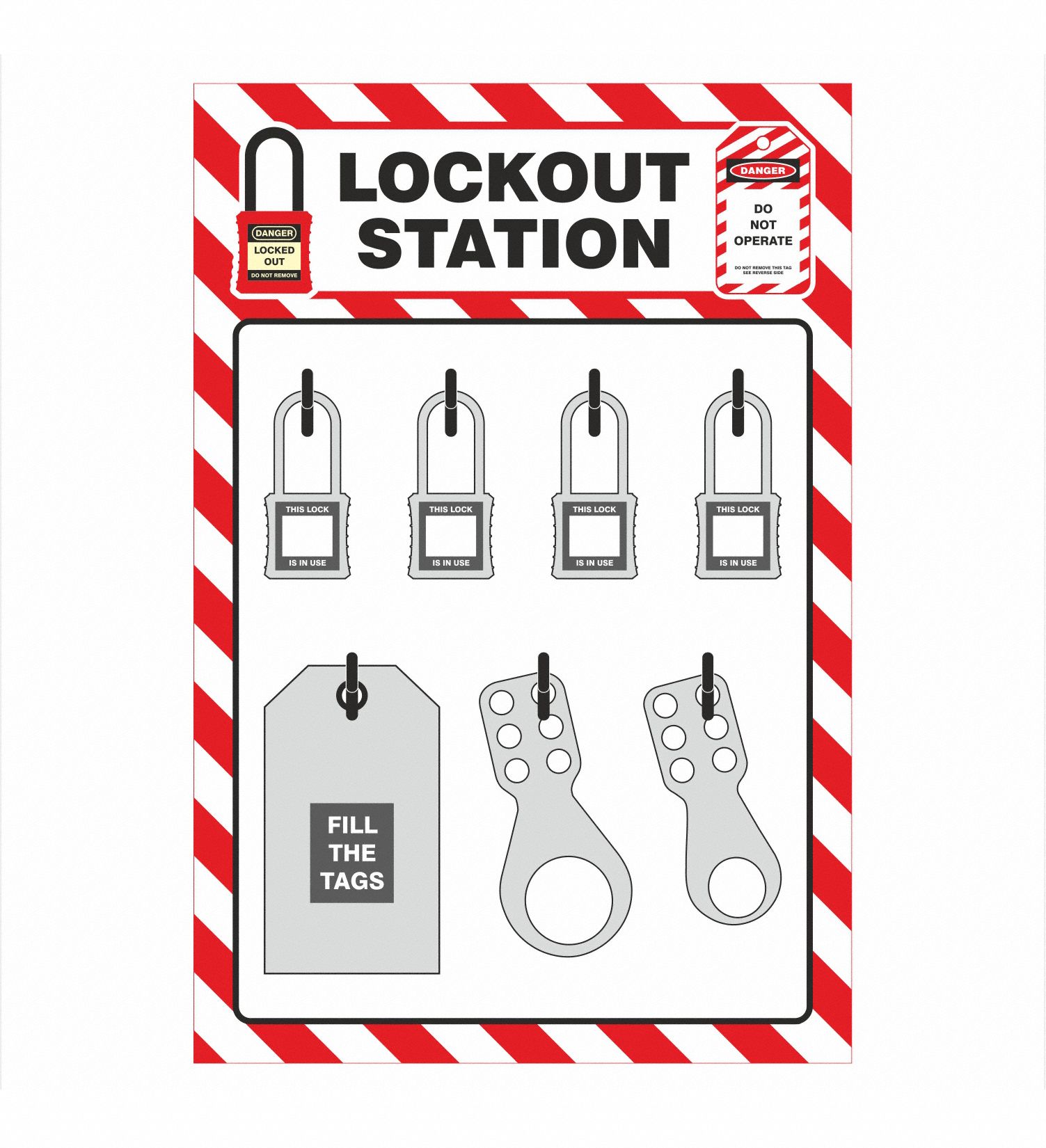 ZING, Lockout Station, No Padlocks, Lockout Tagout Station Shadow Board