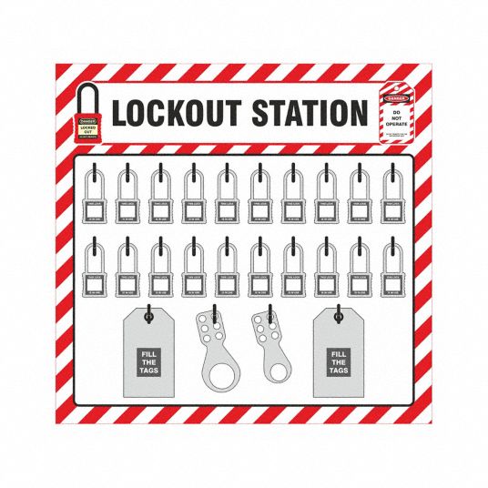 ZING Lockout Tagout Station Shadow Board: Unfilled, 22 in Ht, 23 in Wd ...