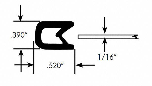 Fairchild, Edge Trim, Fits 0.125 In Edge, Edge Grip Seal - 61uk04