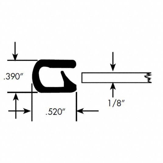 FAIRCHILD Edge Grip Seal: Edge Trim, PVC, Fits 0.125 in Edge, 0.52 in ...