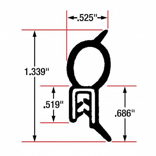 FAIRCHILD, Top Bulb, Fits 0.079 in Edge, Edge Grip Seal - 61UK31|1609 ...