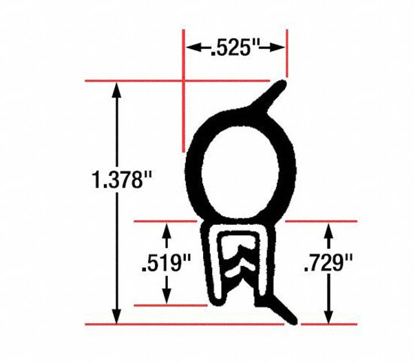 FAIRCHILD, Top Bulb, Fits 0.079 in Edge, Edge Grip Seal - 61UK32|1611 ...