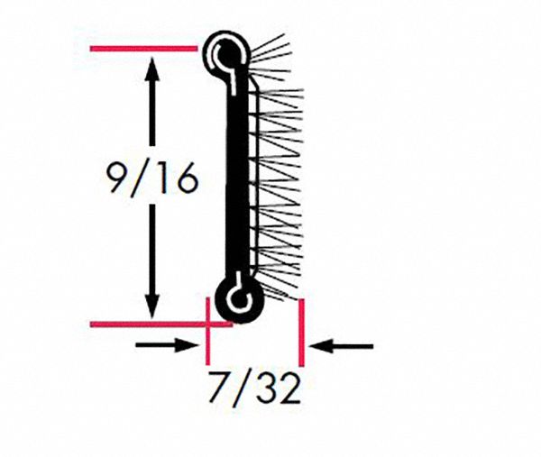 Edge Trim: Pile Lined Beaded, 8 ft Overall Lg, Rubber Outer