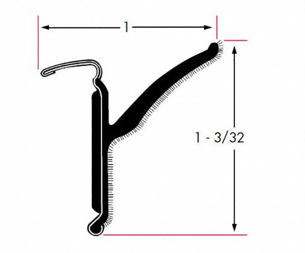 Edge Trim: Side Flap, 8 ft Overall Lg, Rubber Outer