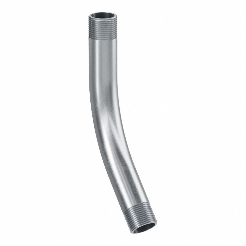 Elbow, 45 Degrees: 45°, 1 in Trade Size, Aluminum, Plain, 9 3/32 in Overall Lg
