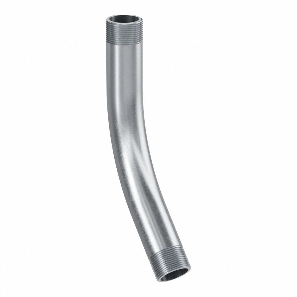 Elbow, 45 Degrees: 45°, 1 1/4 in Trade Size, Aluminum, Plain, 11 3/8 in Overall Lg